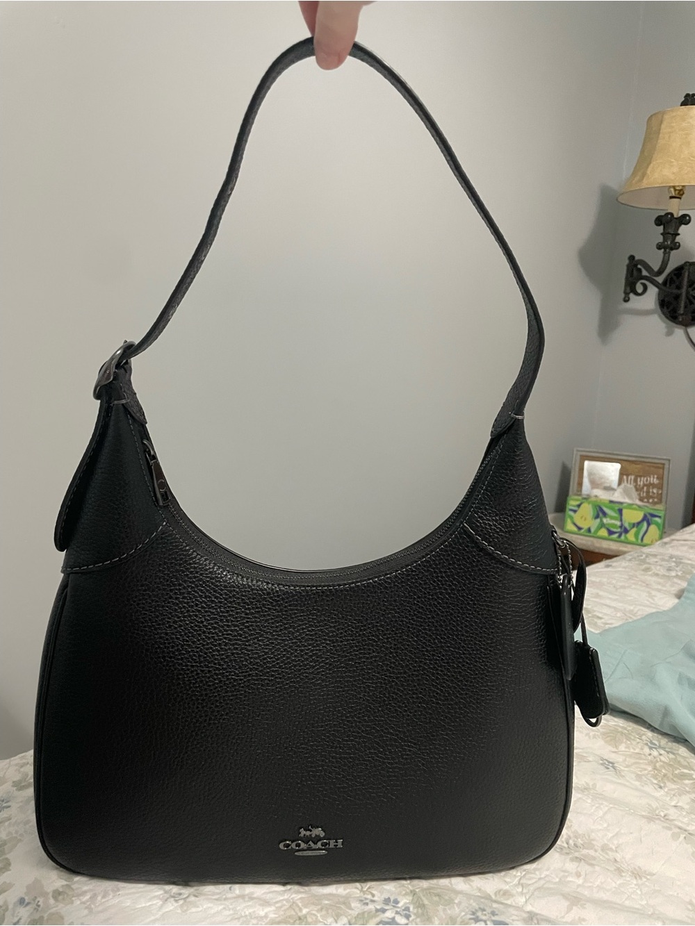 Coach Black Pebbled Leather Shoulder Bag